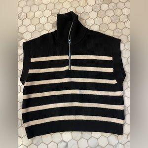 Zara Black/cream Pullover vest, sz L